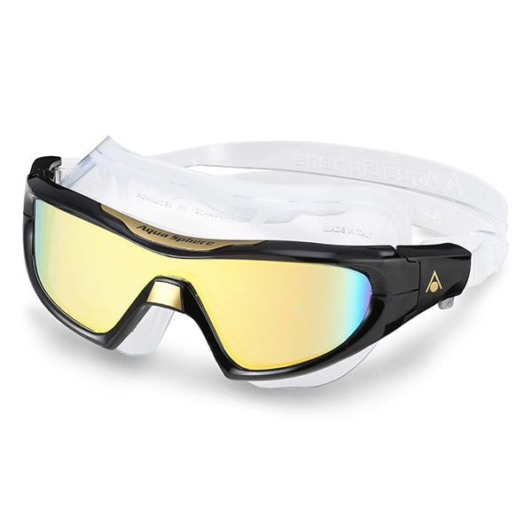 VISTA Pro Gold Multi Layer Mirrored Lens Black left - Vista Pro Swim Mask - Titanium Mirror Lens